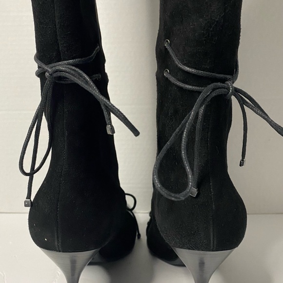 Dolce & Gabbana black suede knee high boot with multiple lacing details - Picture 6 of 9
